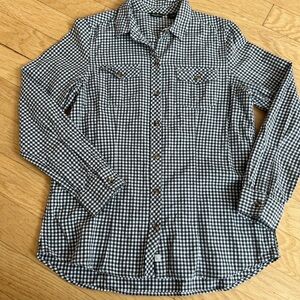 Women’s Eddie Bauer  Black and White Checkered Shirt medium